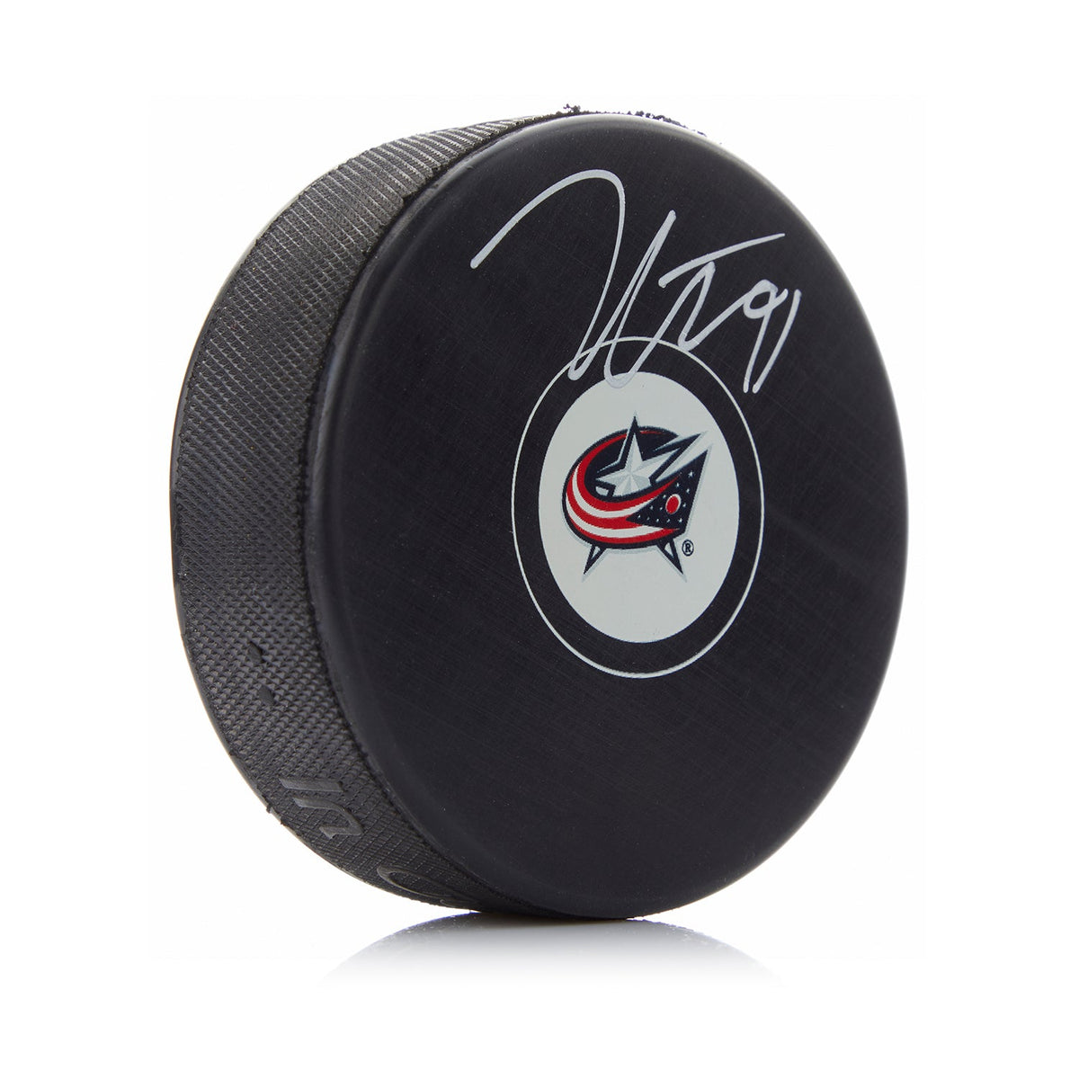 Kent Johnson Autographed Columbus Blue Jackets Hockey Puck product image 1, provided for visual reference and product detail