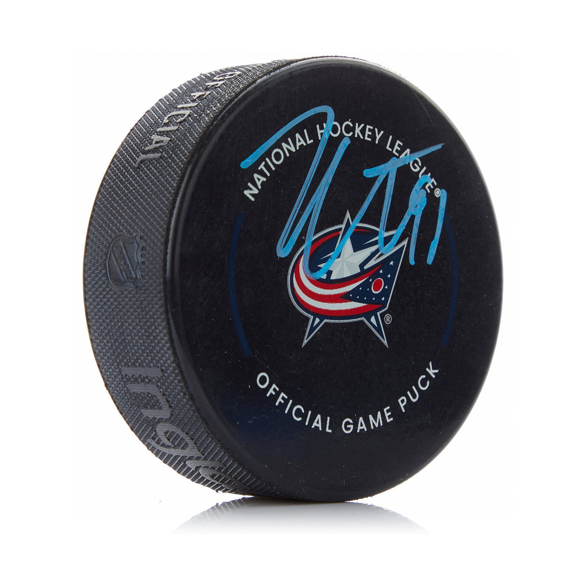 Kent Johnson Signed Columbus Blue Jackets Official Game Puck product image 1, provided for visual reference and product