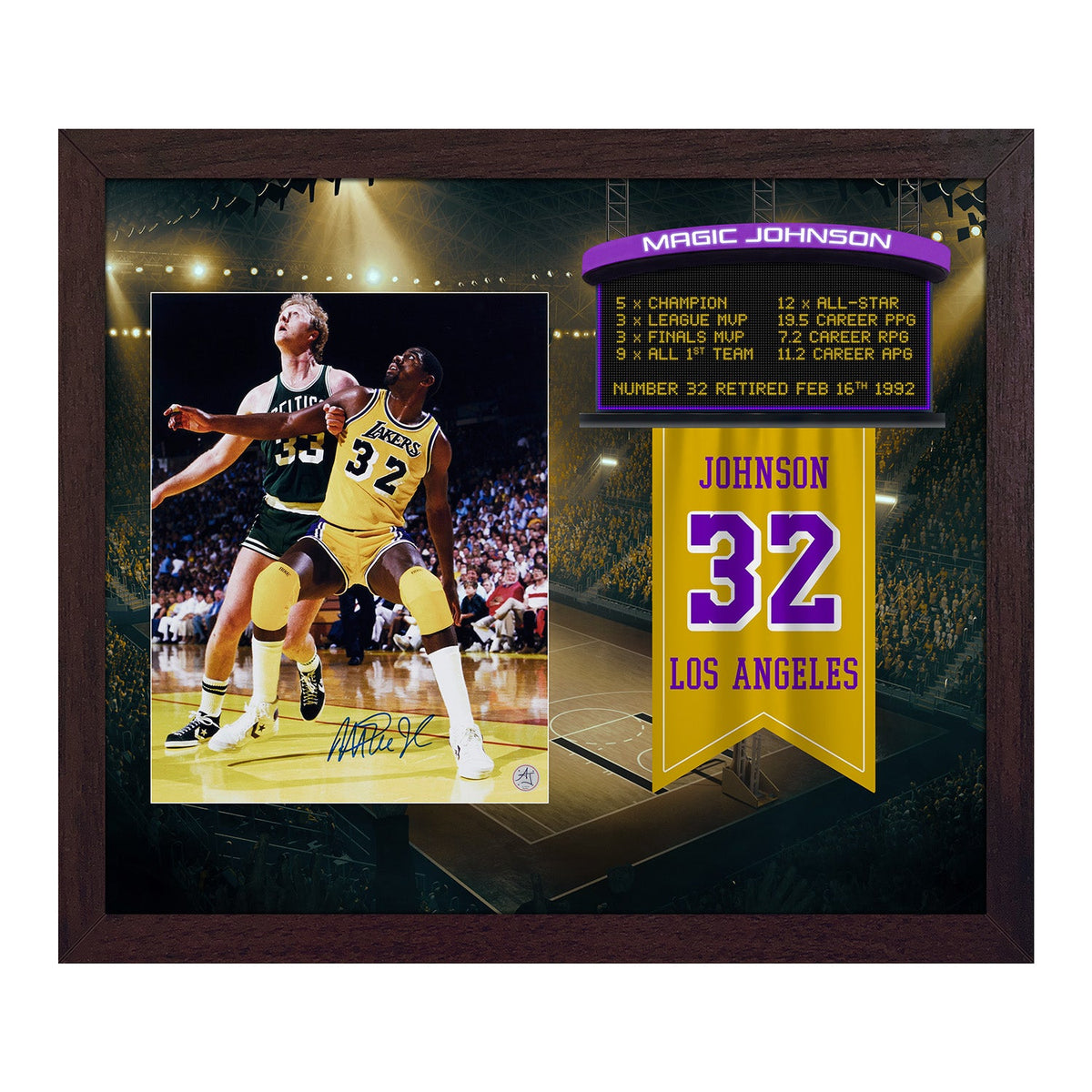 Magic Johnson Signed LA Lakers Retired Number 23x27 Graphic Frame product image 1, provided for visual reference and product
