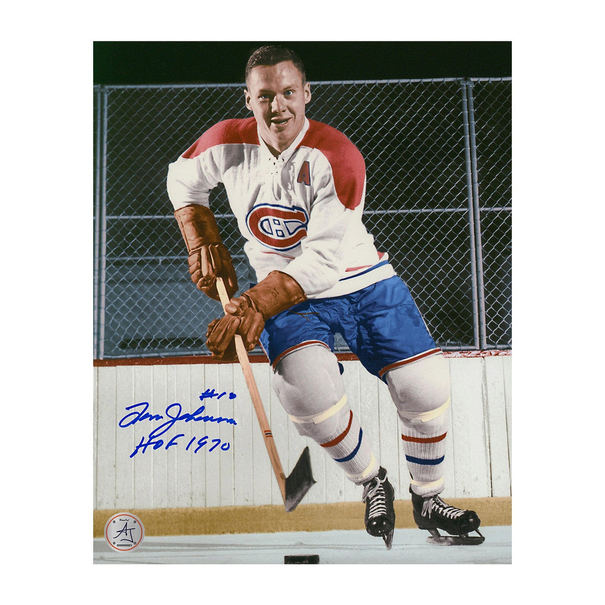 Tom Johnson Signed Montreal Canadiens Classic Hockey 8x10 Photo with Note product image 1, provided for visual reference and