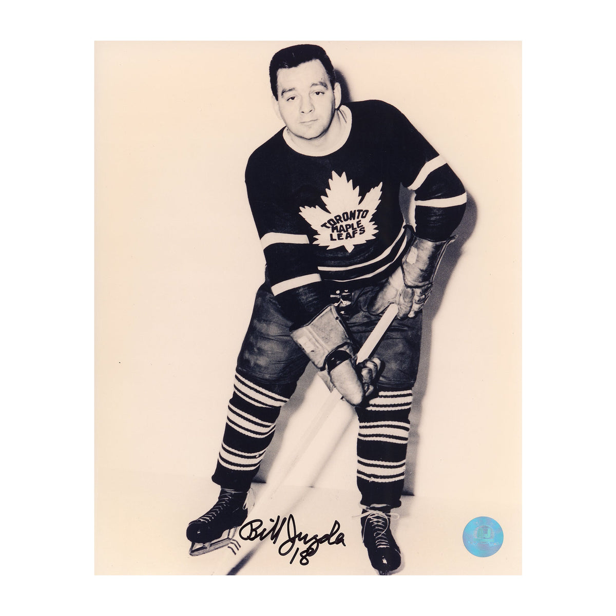 Bill Juzda Autographed Toronto Maple Leafs Black and White 8x10 Photo product image 1, provided for visual reference and