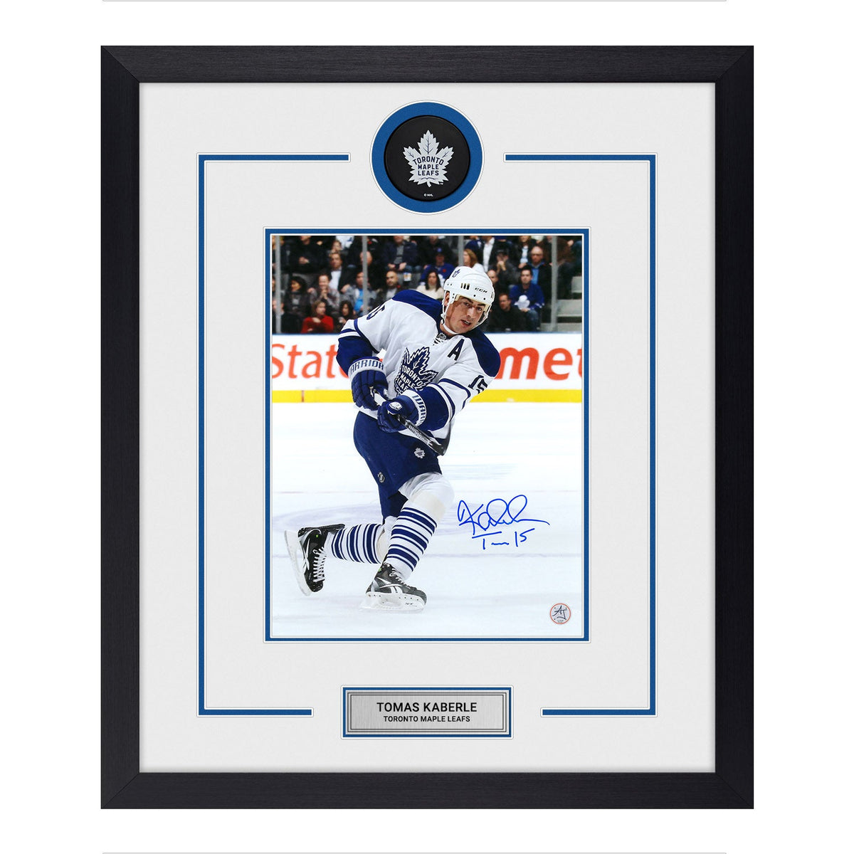 Tomas Kaberle Signed Toronto Maple Leafs Puck Logo 23x27 Frame product image 1, provided for visual reference and product