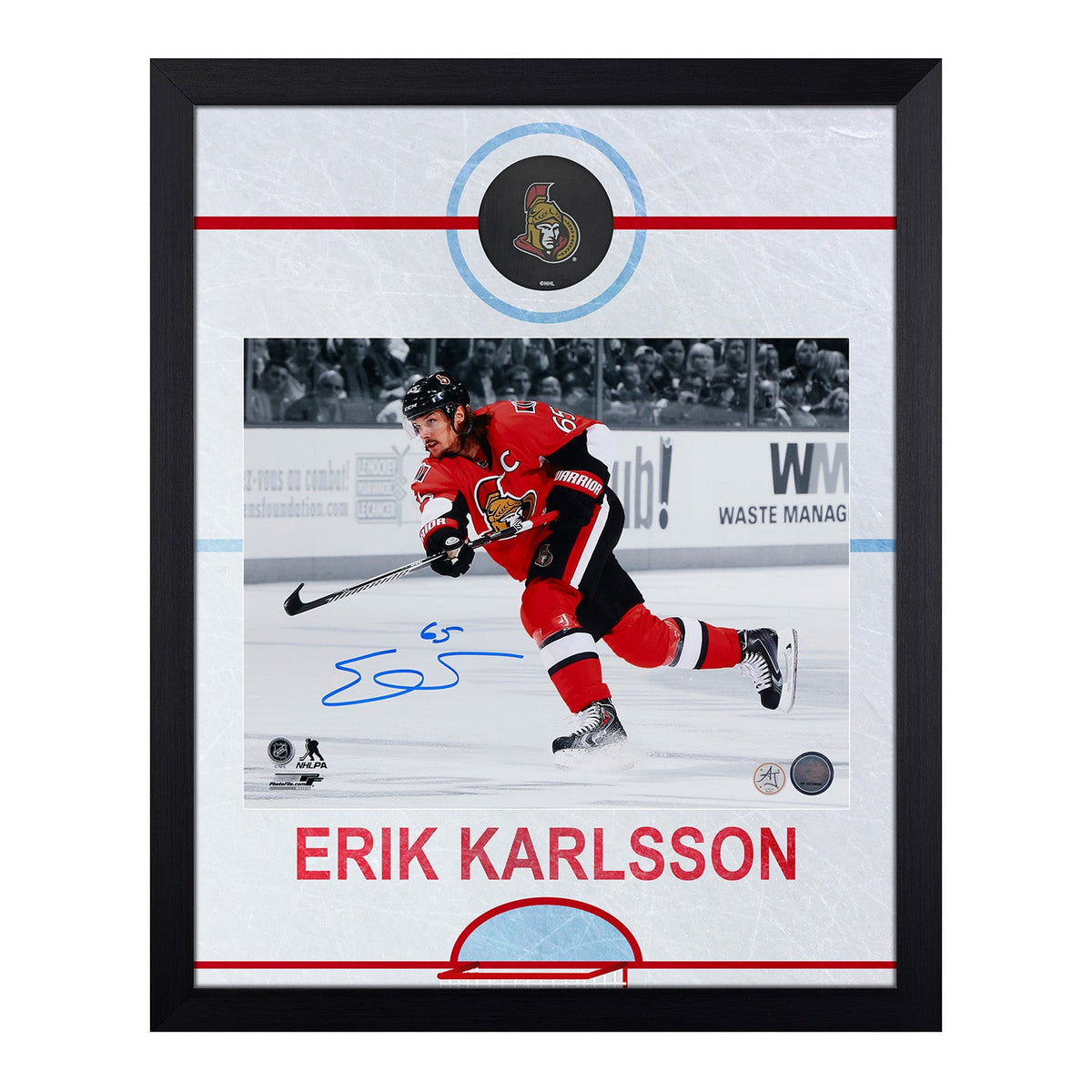 Erik Karlsson Signed Ottawa Senators Graphic Rink 19x23 Frame product image 1, provided for visual reference and product