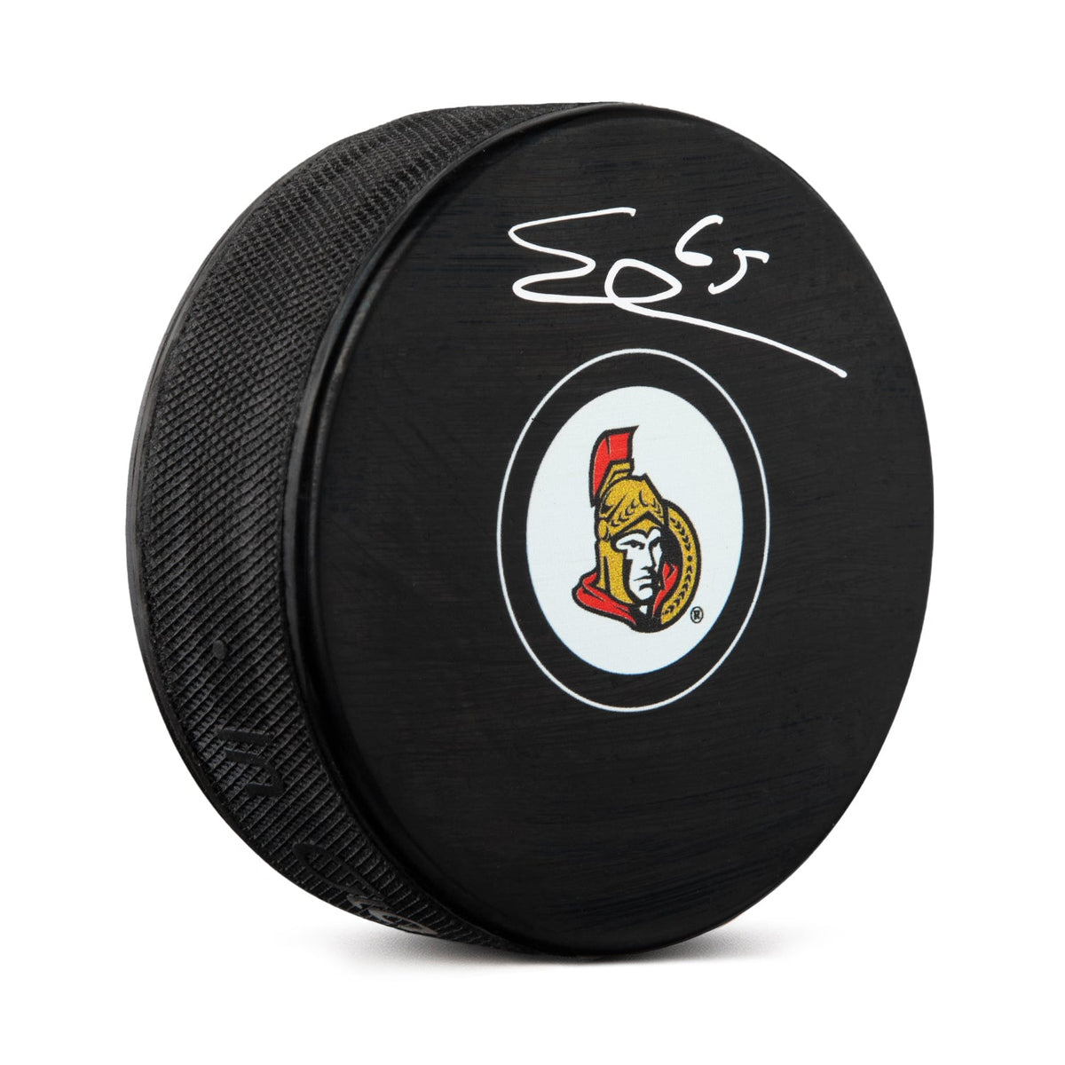 Erik Karlsson Autographed Ottawa Senators Retro Logo Hockey Puck product image 1, provided for visual reference and product