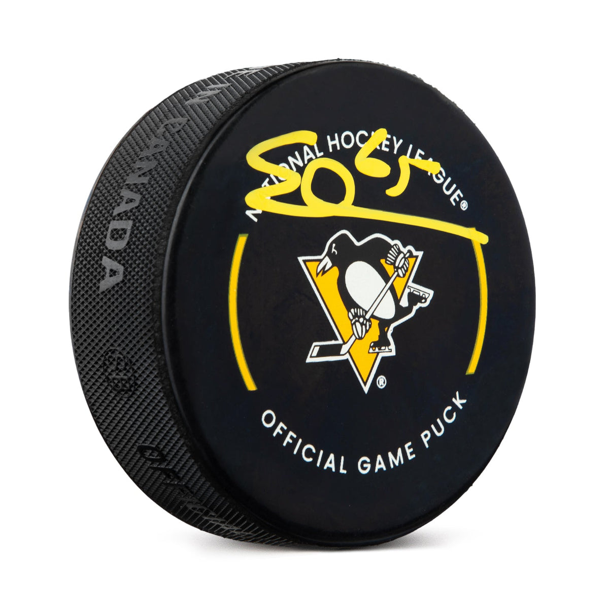 Erik Karlsson Signed Pittsburgh Penguins Official Game Puck product image 1, provided for visual reference and product