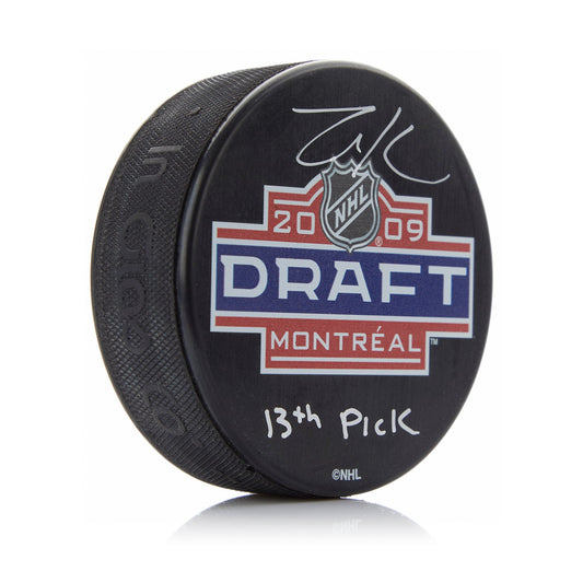 Zack Kassian Signed 2009 NHL Entry Draft Puck with 13th Pick Note product image 1, provided for visual reference and product