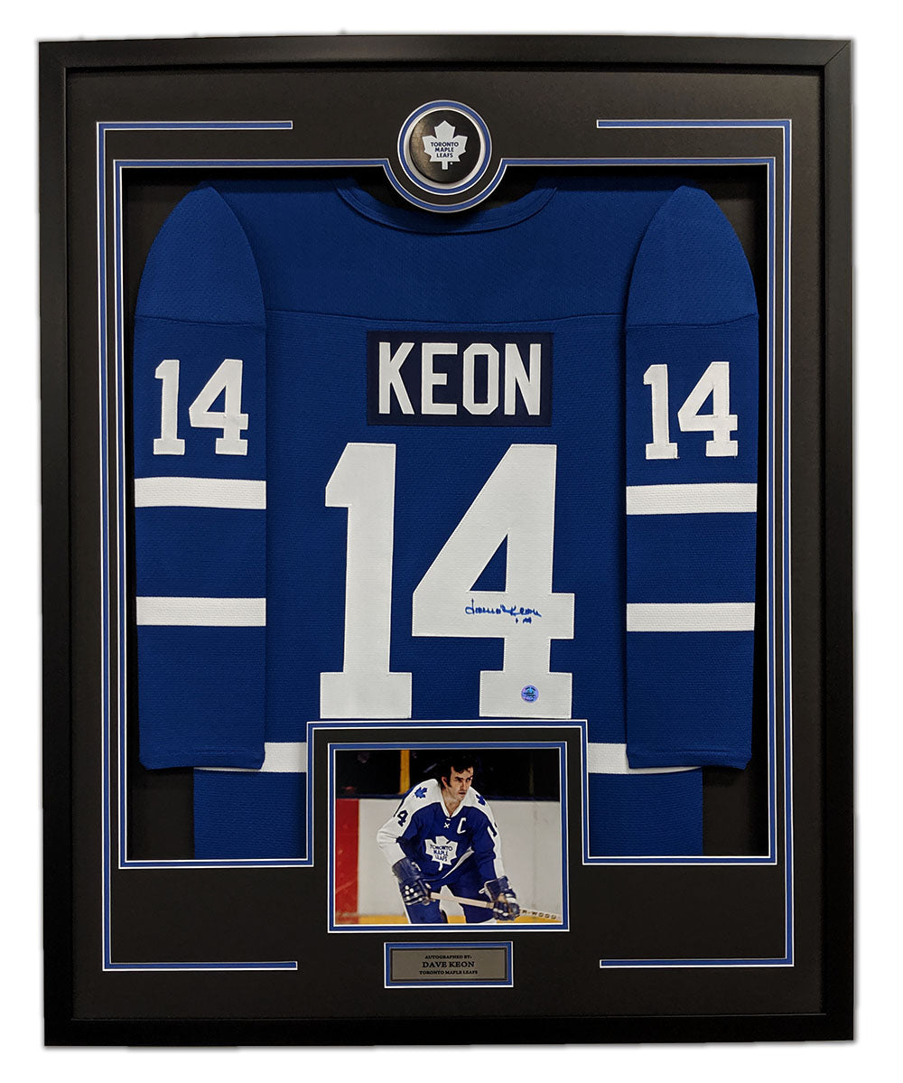 Dave Keon Signed Toronto Maple Leafs Puck Logo 36x44 Jersey Frame product image 1, provided for visual reference and product