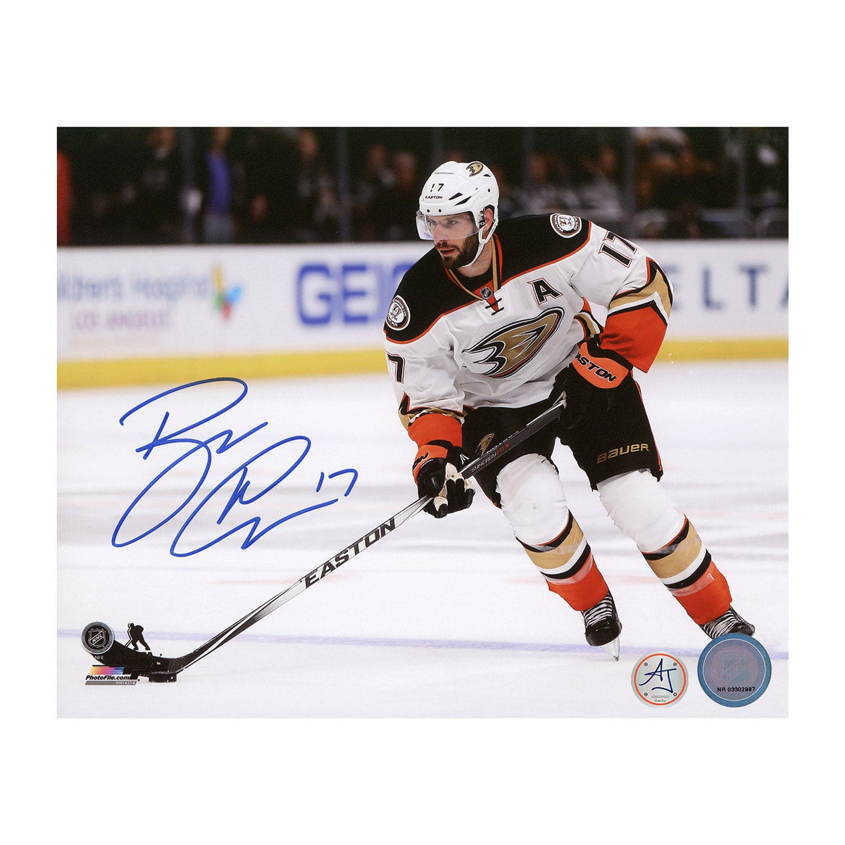 Ryan Kesler Autographed Anaheim Ducks Puck Rush 8x10 Photo product image 1, provided for visual reference and product detail