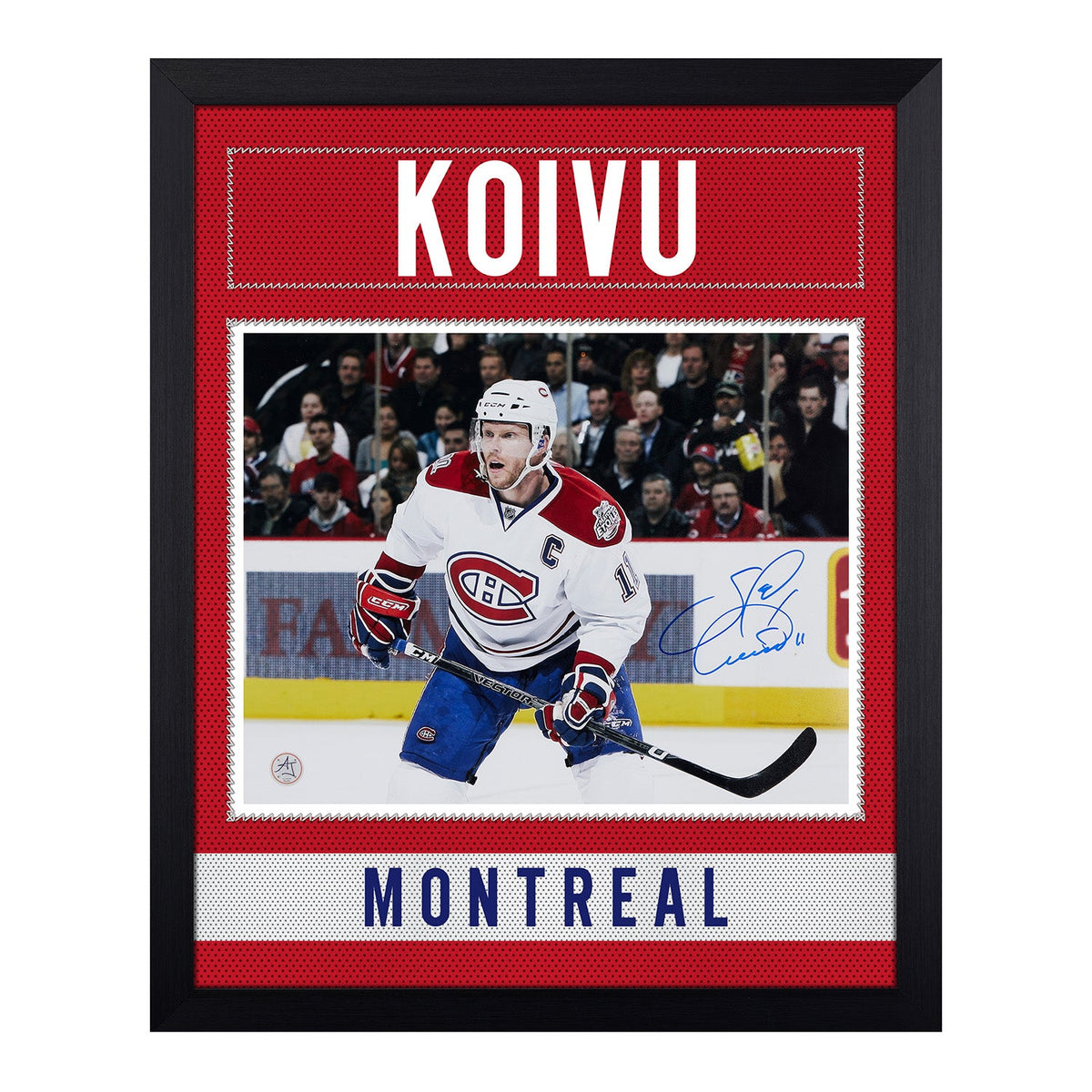 Saku Koivu Autographed Montreal Canadiens Uniform Graphic 19x23 Frame product image 1, provided for visual reference and