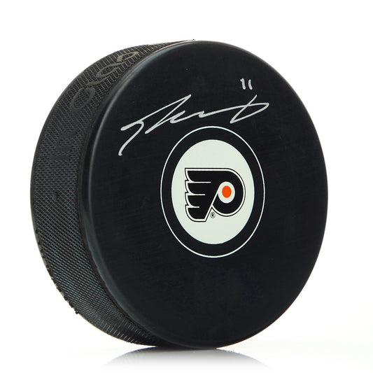 Travis Konecny Philadelphia Flyers Autographed Hockey Puck product image 1, provided for visual reference and product detail
