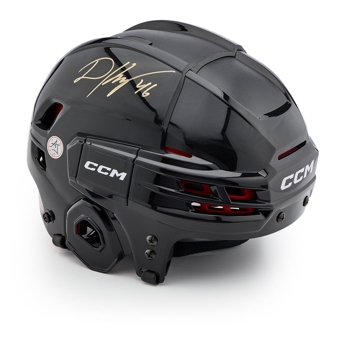David Krejci Autographed Black CCM Tacks Hockey Helmet product image 1, provided for visual reference and product detail
