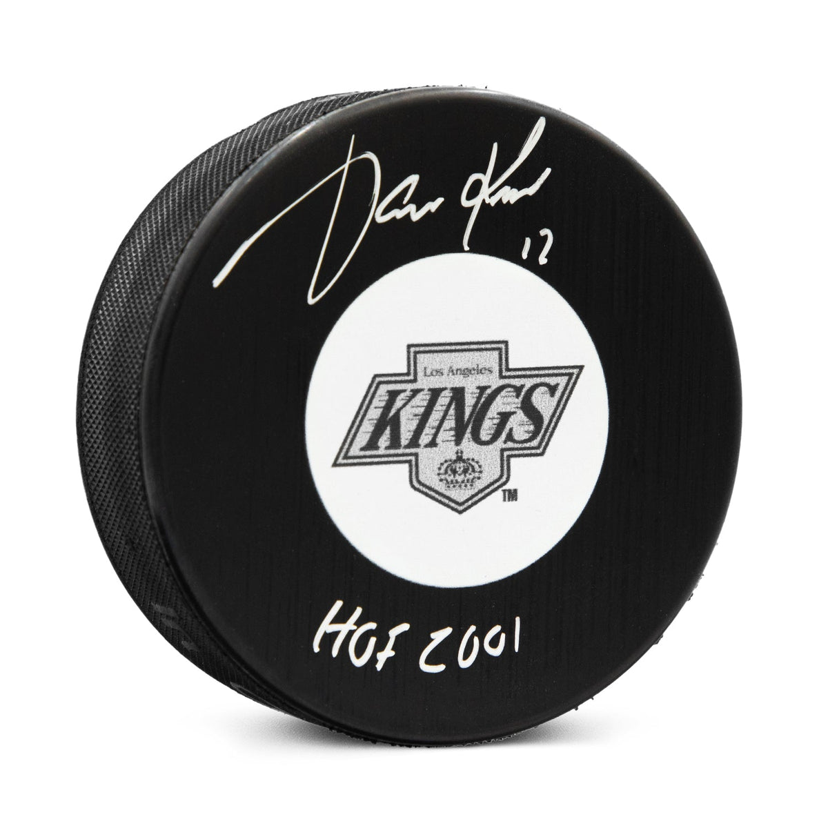 Jari Kurri Signed Los Angeles Kings Retro Logo Puck with HOF Note product image 1, provided for visual reference and product