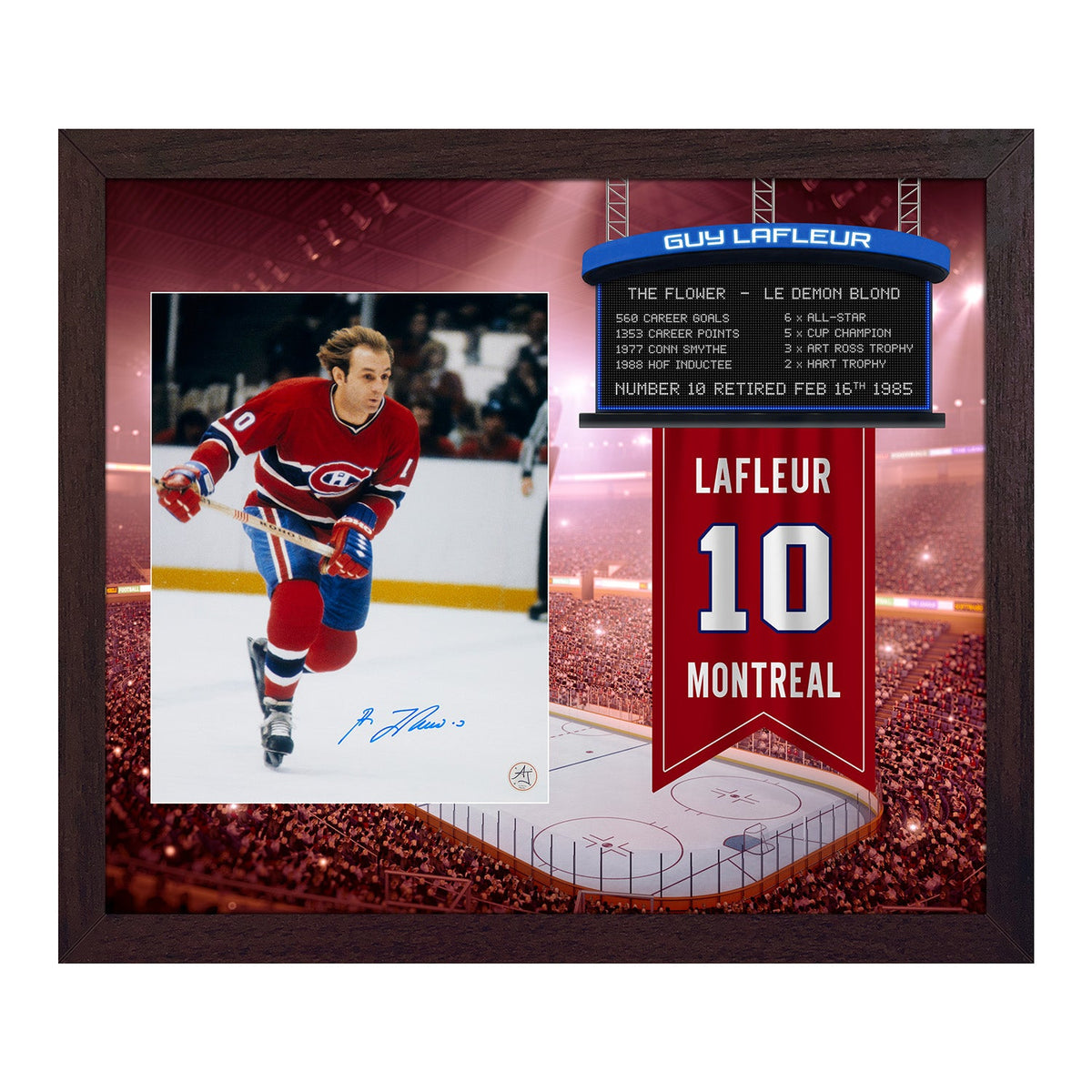 Guy Lafleur Signed Montreal Canadiens Retired Number Graphic 23x27 Frame product image 1, provided for visual reference and