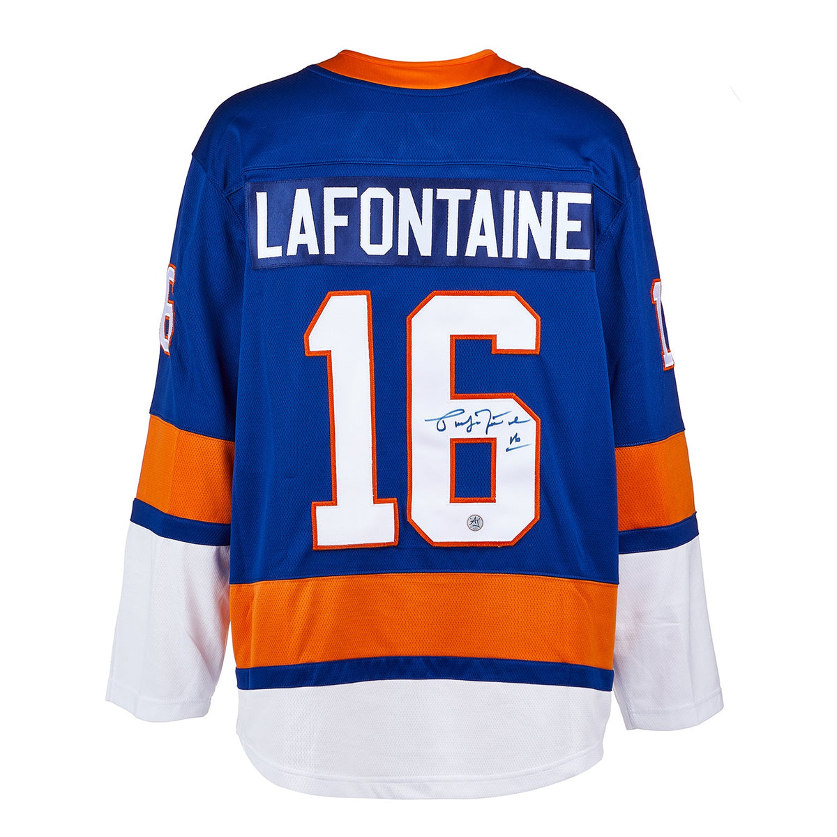 Pat LaFontaine Autographed New York Islanders Fanatics Breakaway Jersey product image 1, provided for visual reference and