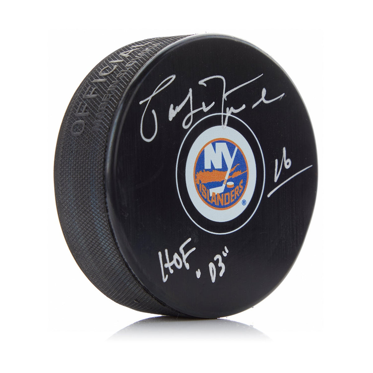 Pat LaFontaine Signed New York Islanders Hockey Puck with HOF Note product image 1, provided for visual reference and