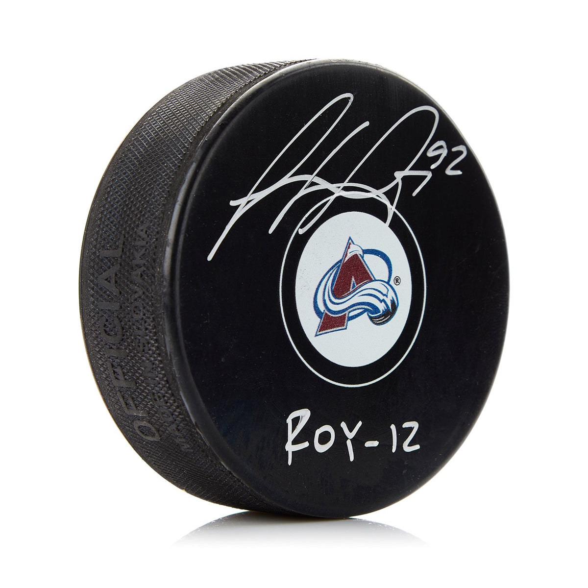 Gabriel Landeskog Signed Colorado Avalanche Puck with ROY Note product image 1, provided for visual reference and product