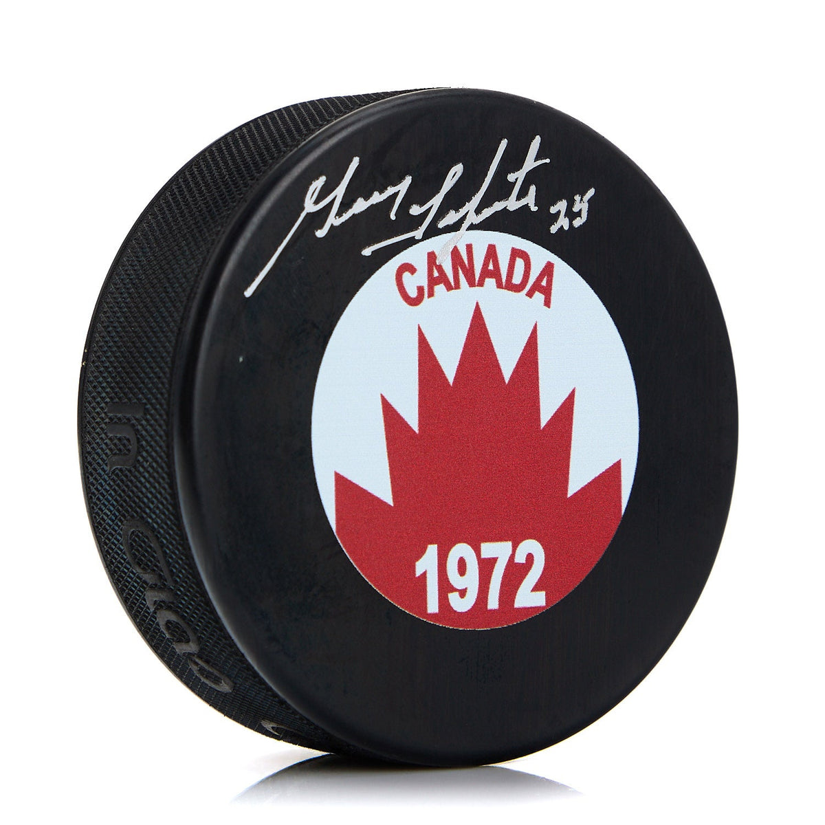 Guy Lapointe Autographed 1972 Team Canada Hockey Puck product image 1, provided for visual reference and product detail