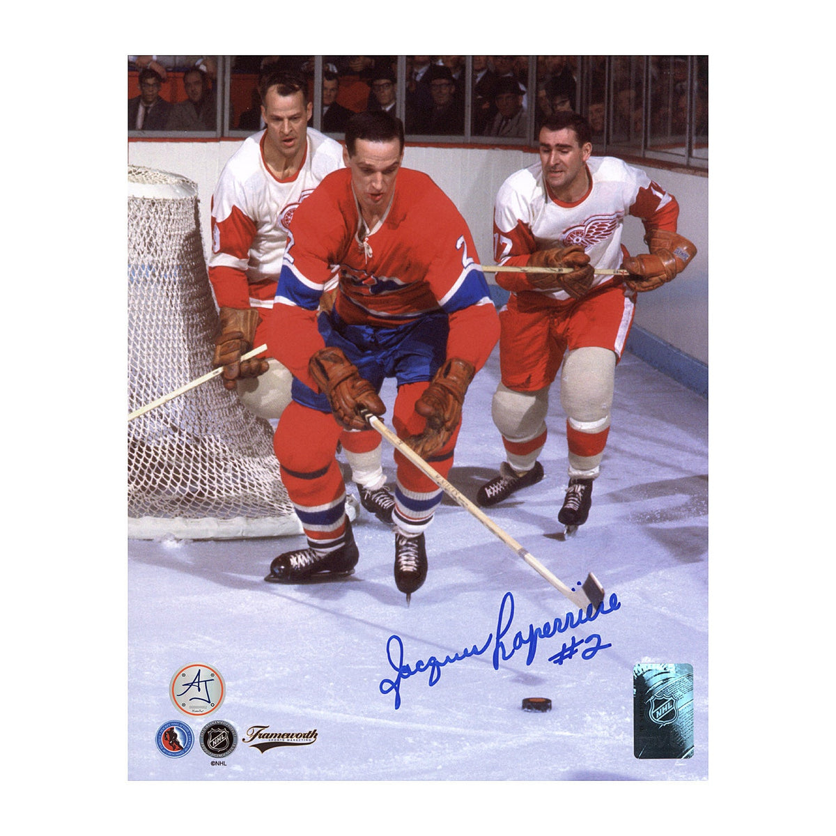 Jacques Laperriere Autographed Montreal Canadiens vs Howe 8x10 Photo product image 1, provided for visual reference and