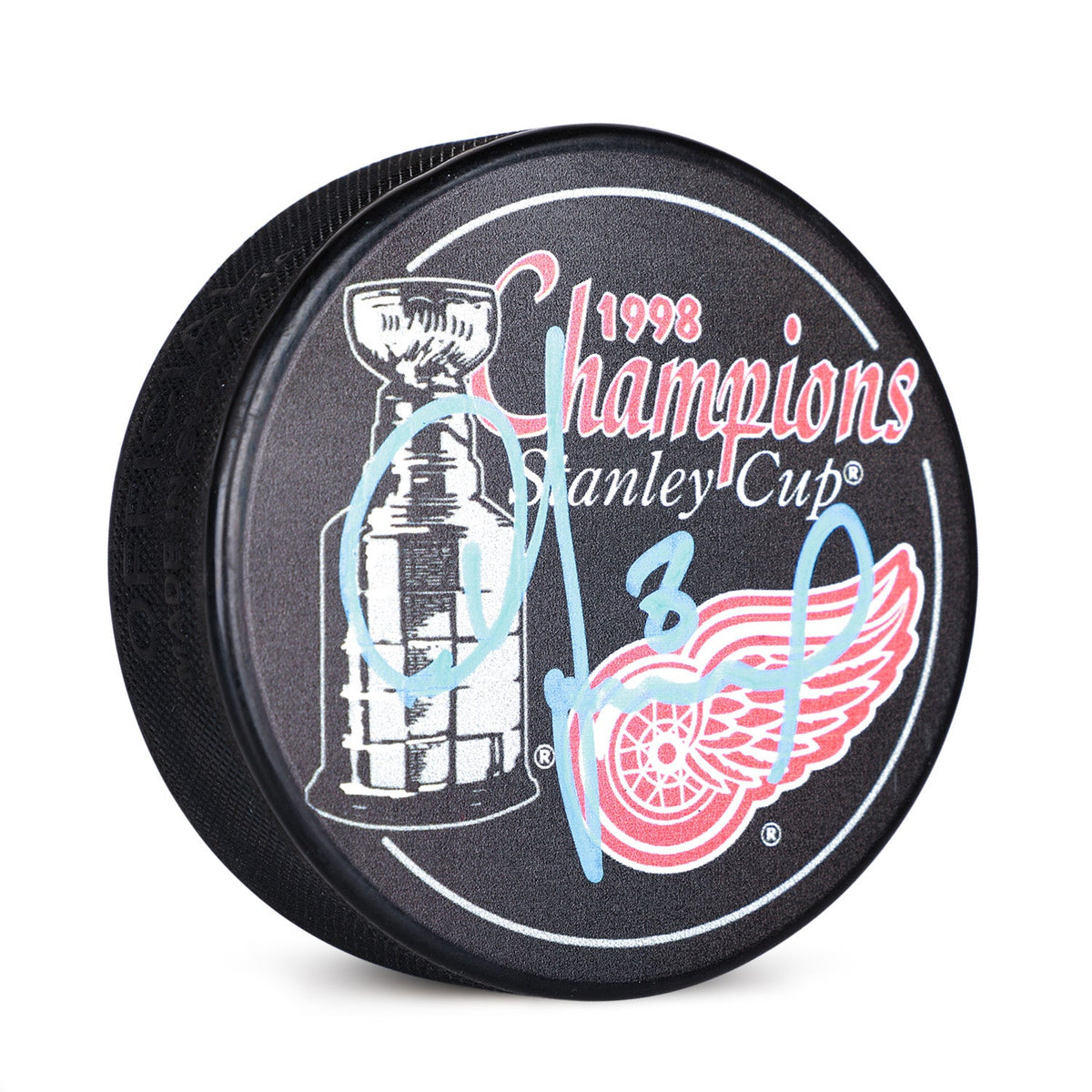 Igor Larionov Signed Detroit Red Wings 1998 Stanley Cup Champions Puck product image 1, provided for visual reference and