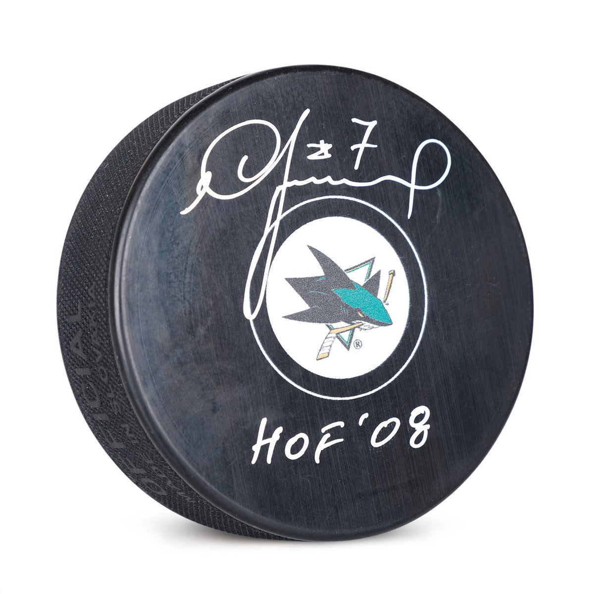 Igor Larionov Signed San Jose Sharks Hockey Puck with HOF Note product image 1, provided for visual reference and product