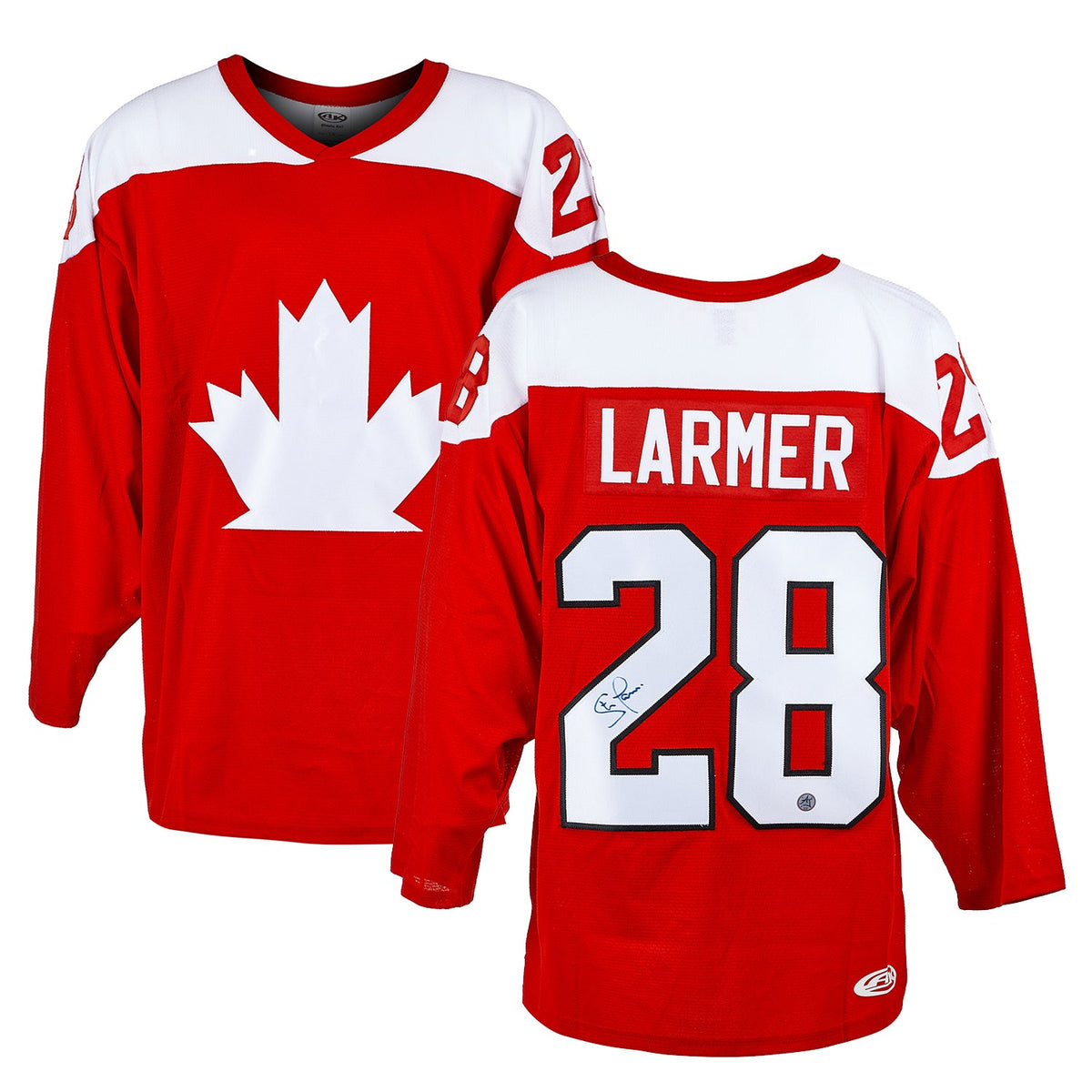 Steve Larmer Autographed Team Canada Custom Hockey Nation Jersey product image 3, provided for visual reference and product