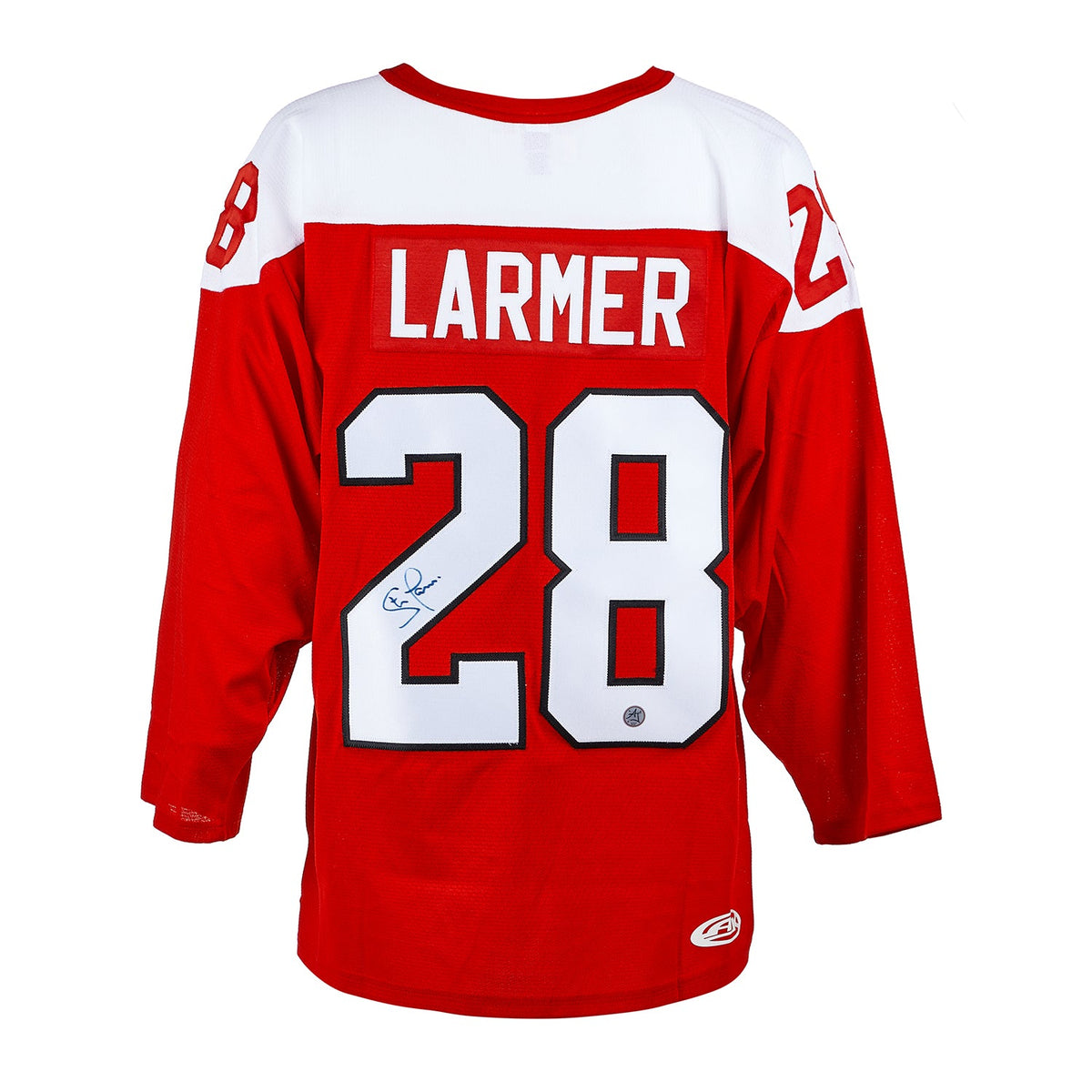 Steve Larmer Autographed Team Canada Custom Hockey Nation Jersey product image 1, provided for visual reference and product