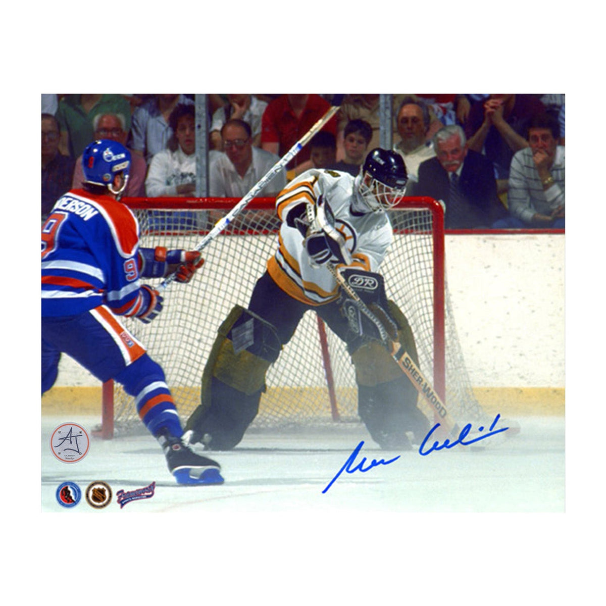 Reggie Lemelin Autographed Boston Bruins Game Action 8x10 Photo product image 1, provided for visual reference and product