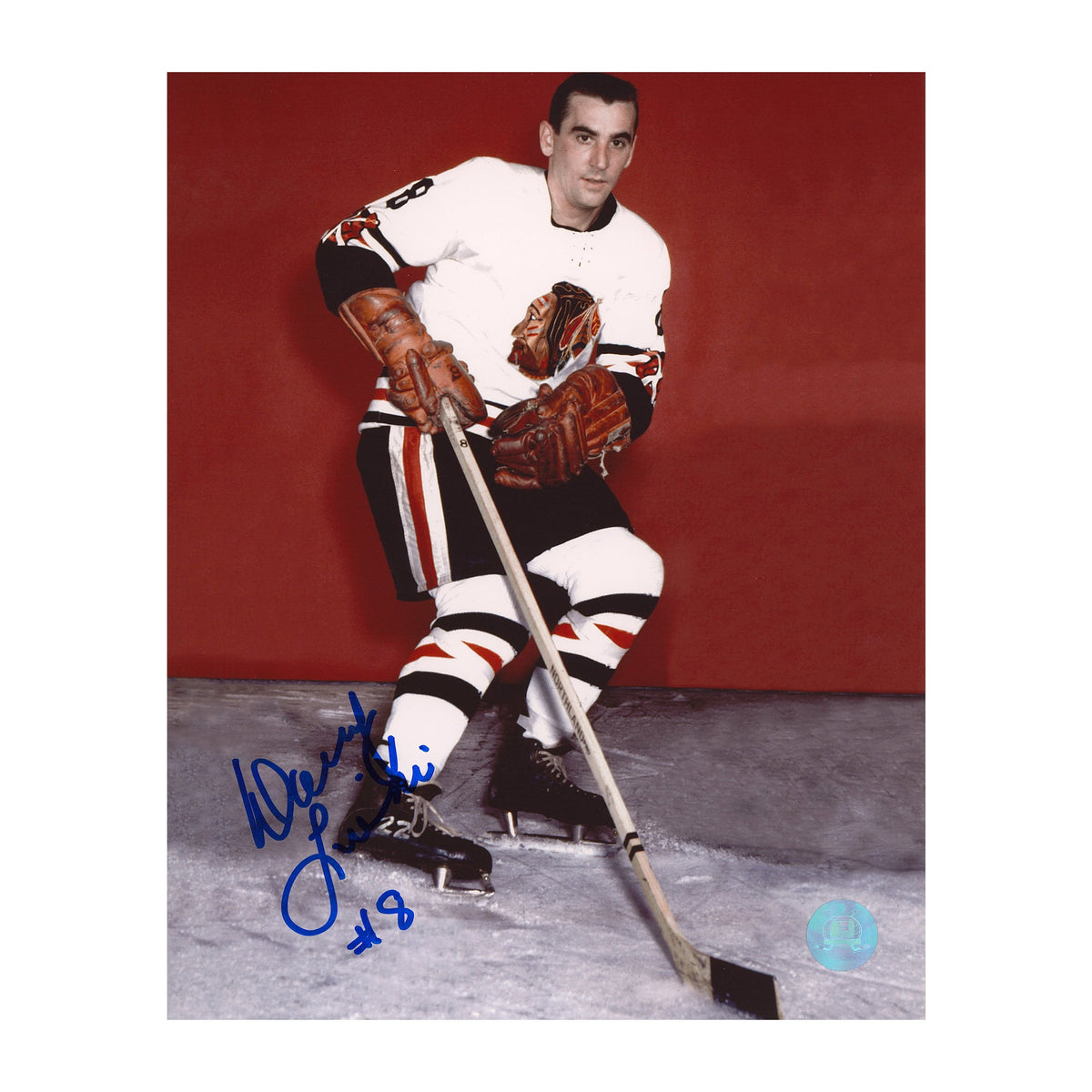 Danny Lewicki Autographed Chicago Blackhawks Portrait 8x10 Photo product image 1, provided for visual reference and product