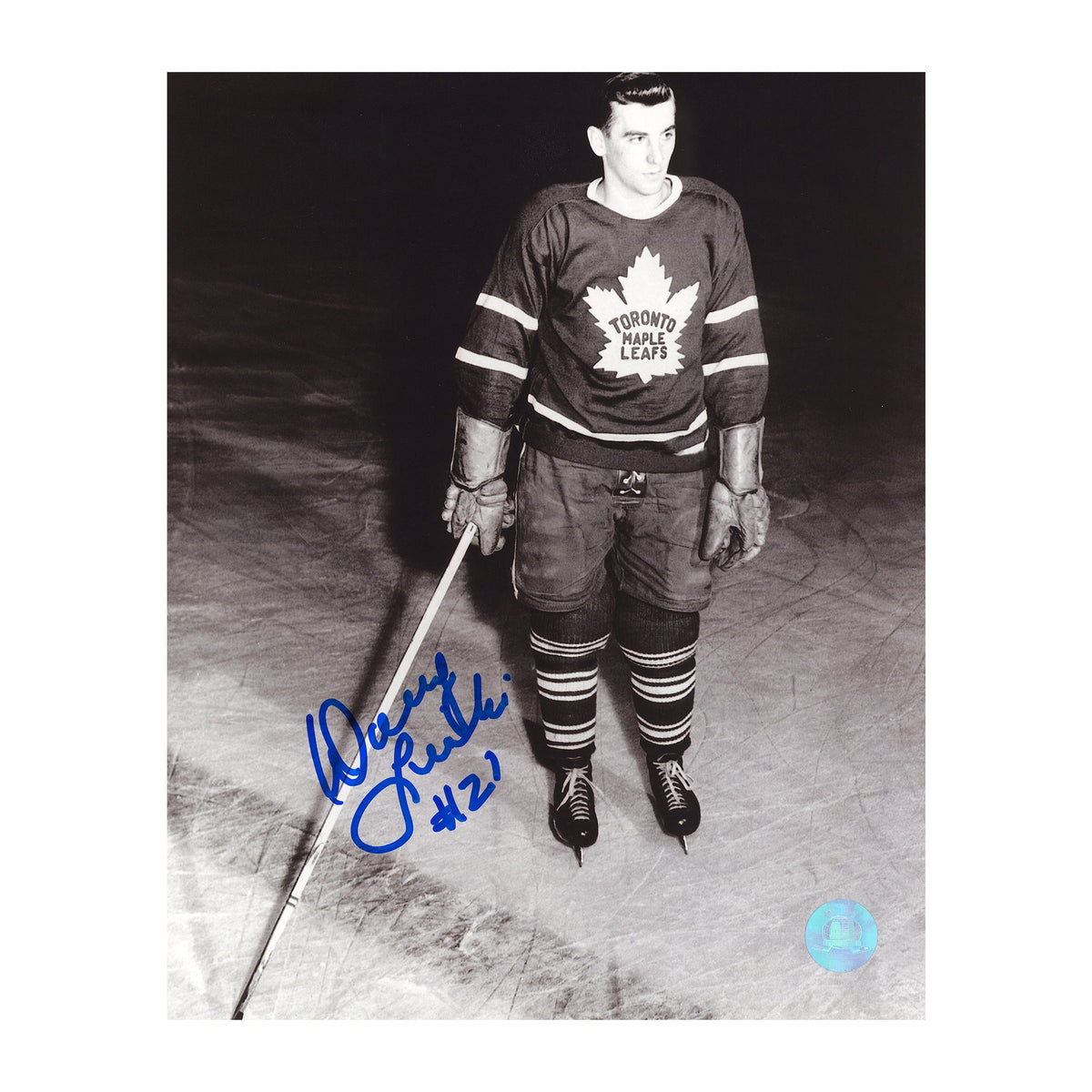 Danny Lewicki Autographed Toronto Maple Leafs Black and White 8x10 Photo product image 1, provided for visual reference and