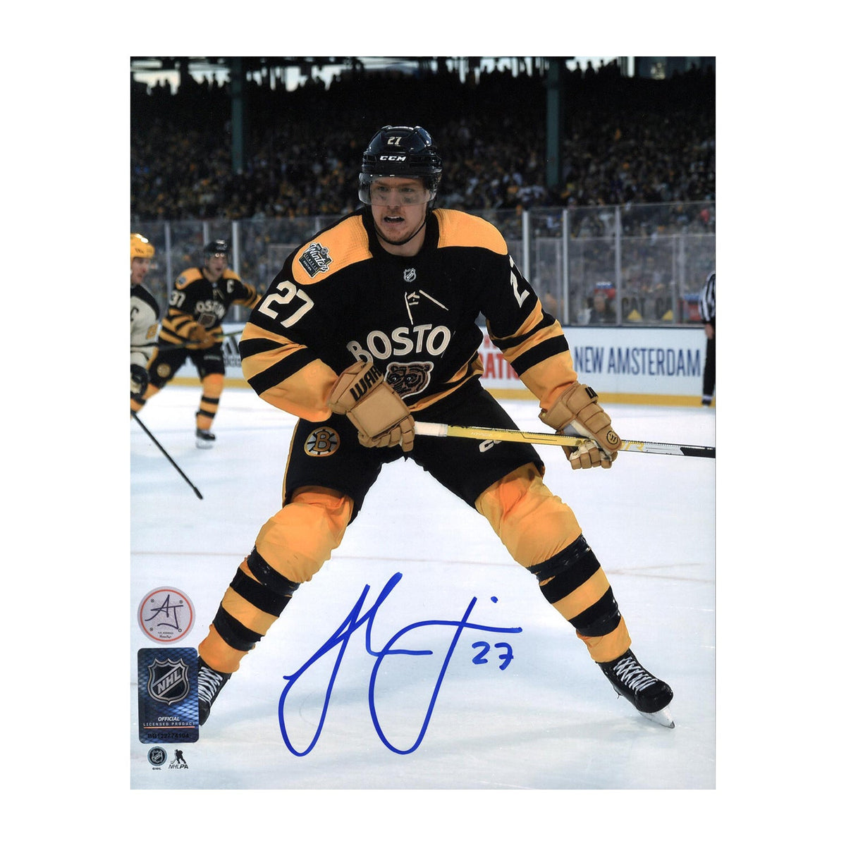 Hampus Lindholm Signed Boston Bruins Winter Classic 8x10 Photo product image 1, provided for visual reference and product