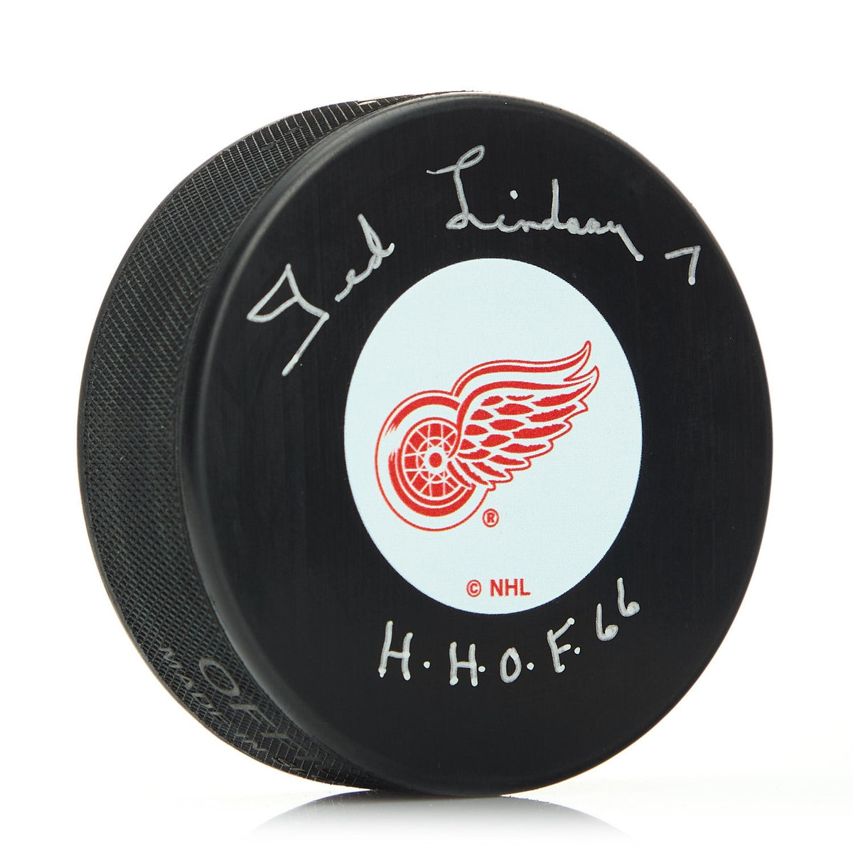 Ted Lindsay Signed Detroit Red Wings Hockey Puck with HOF Note product image 1, provided for visual reference and product