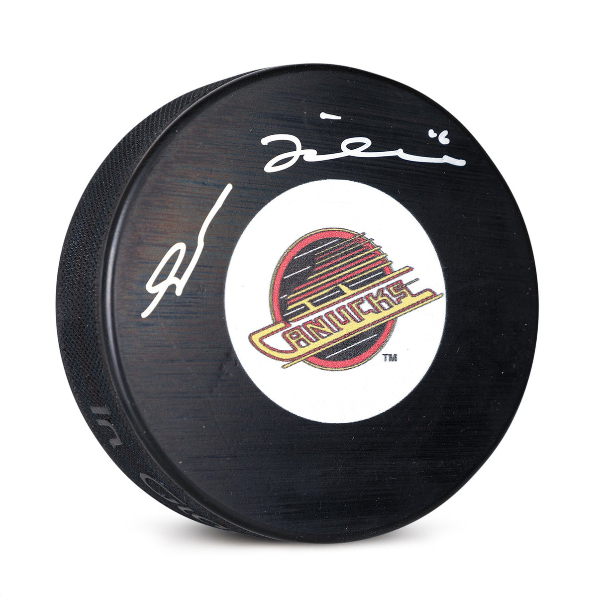 Trevor Linden Autographed Vancouver Canucks Retro Logo Puck product image 1, provided for visual reference and product