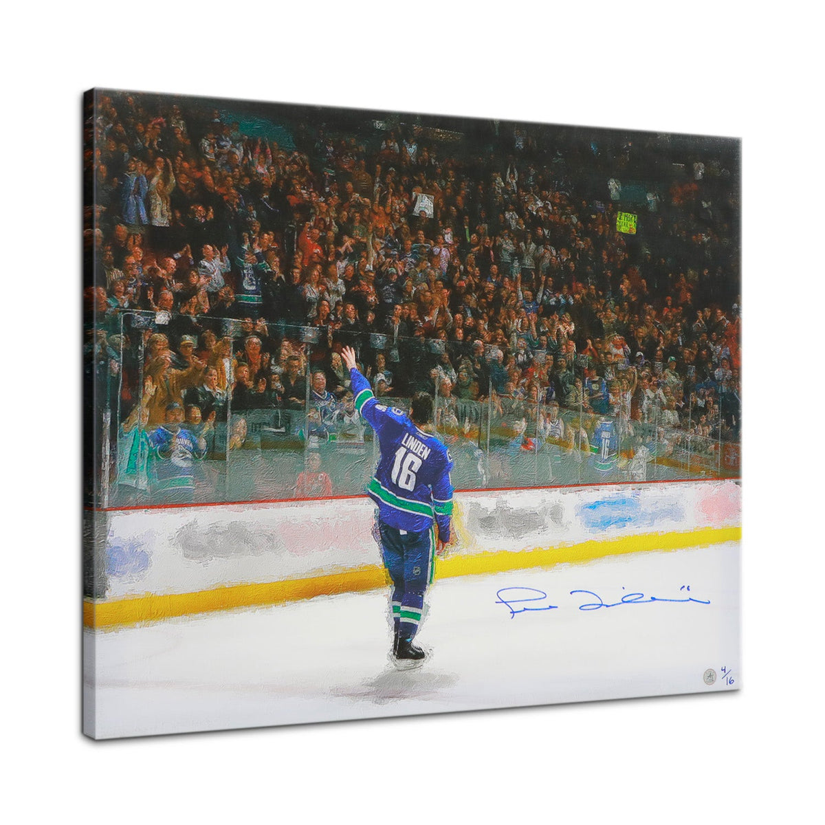 Trevor Linden Autographed Vancouver Hockey Last Game 26x32 Art Canvas /16 product image 1, provided for visual reference and