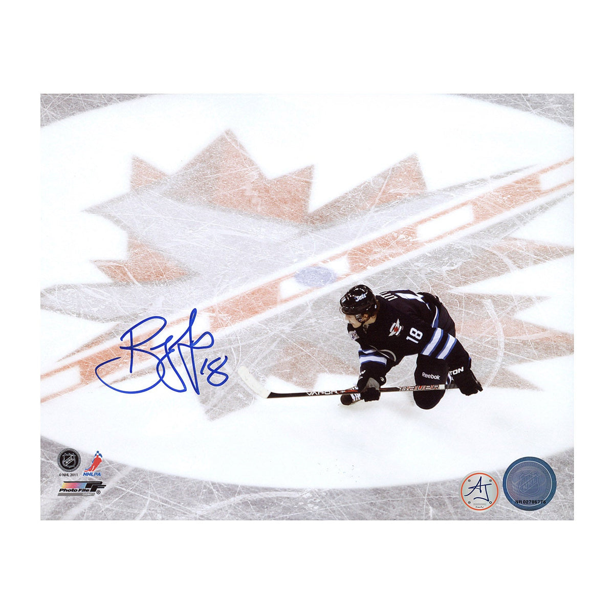 Bryan Little Autographed Winnipeg Jets Aerial View 8x10 Photo product image 1, provided for visual reference and product