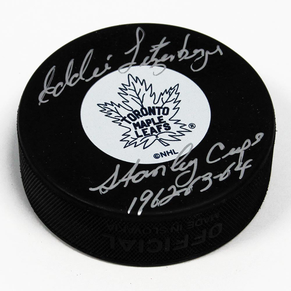 Ed Litzenberger Toronto Maple Leafs Signed Stanley Cup Note Puck product image 1, provided for visual reference and product