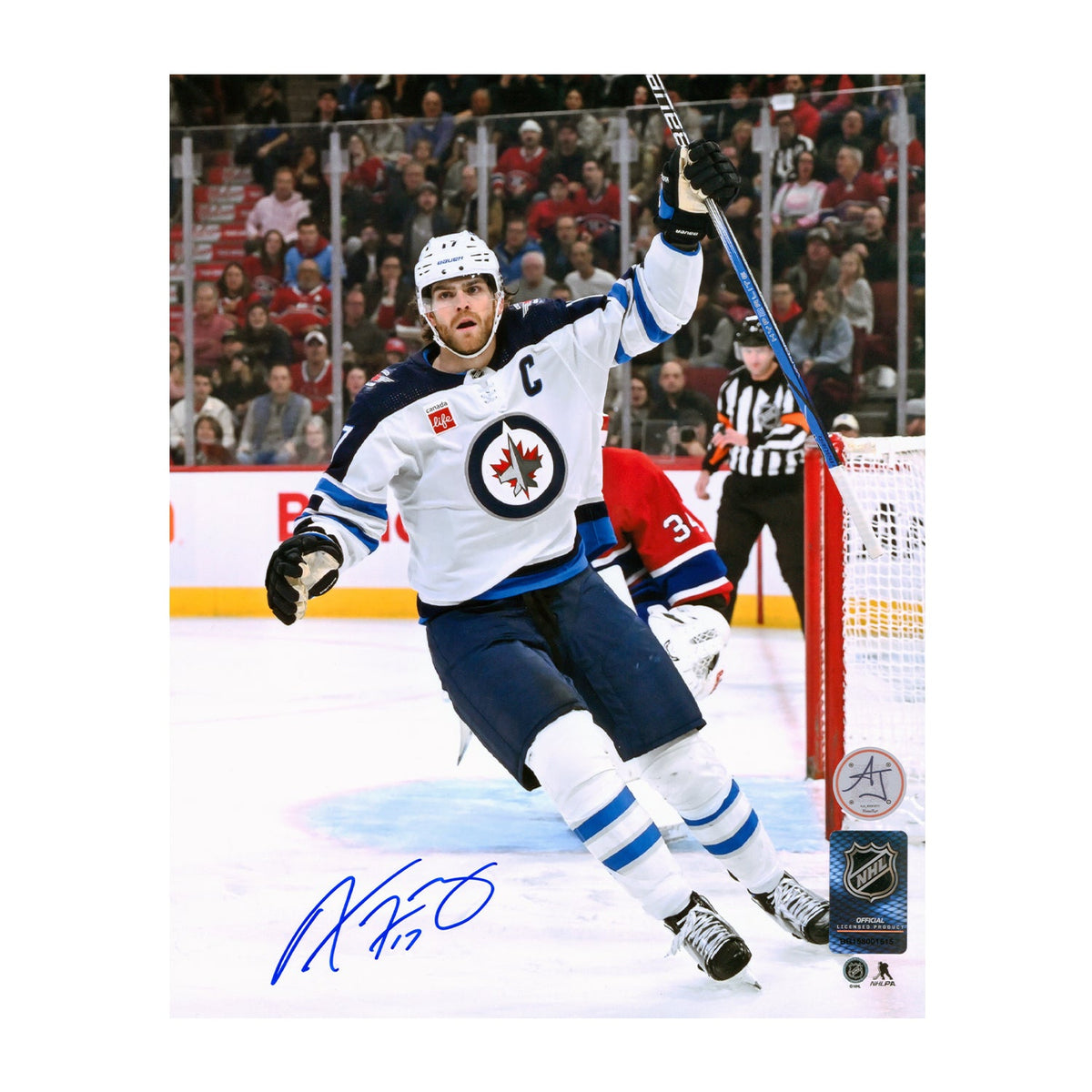 Adam Lowry Signed Winnipeg Jets Goal Celebration 8x10 Photo product image 1, provided for visual reference and product