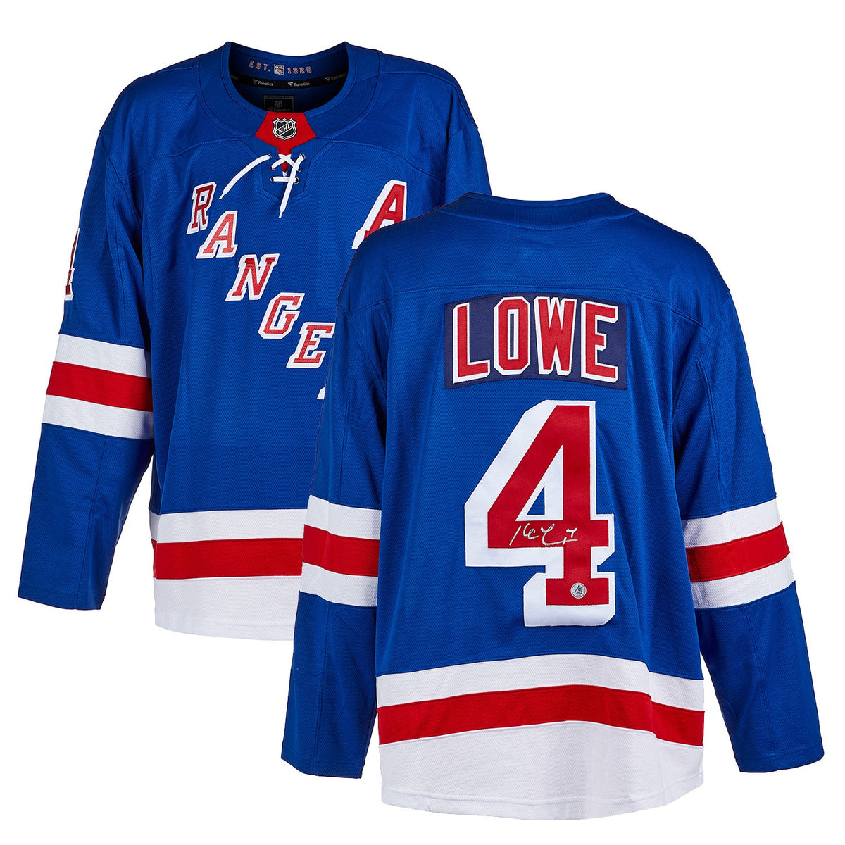 Kevin Lowe Autographed New York Rangers Fanatics Breakaway Jersey product image 3, provided for visual reference and product