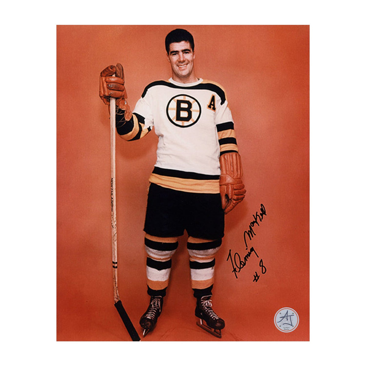 Fleming Mackell Autographed Boston Bruins Portrait 8x10 Photo product image 1, provided for visual reference and product