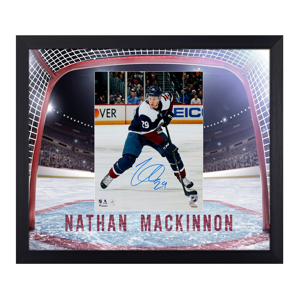 Nathan MacKinnon Signed Colorado Avalanche Netcam Graphic 23x27 Frame product image 1, provided for visual reference and