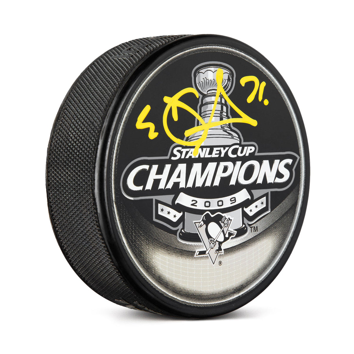 Evgeni Malkin Signed Pittsburgh Penguins 2009 Stanley Cup Champions Puck product image 1, provided for visual reference and