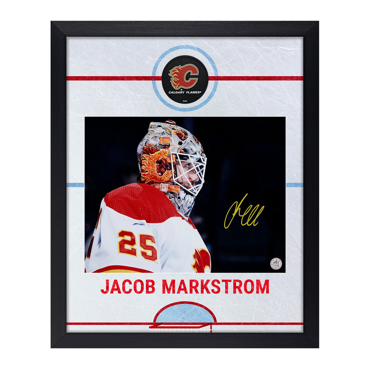 Jacob Markstrom Signed Calgary Flames Graphic Rink 19x23 Frame product image 1, provided for visual reference and product