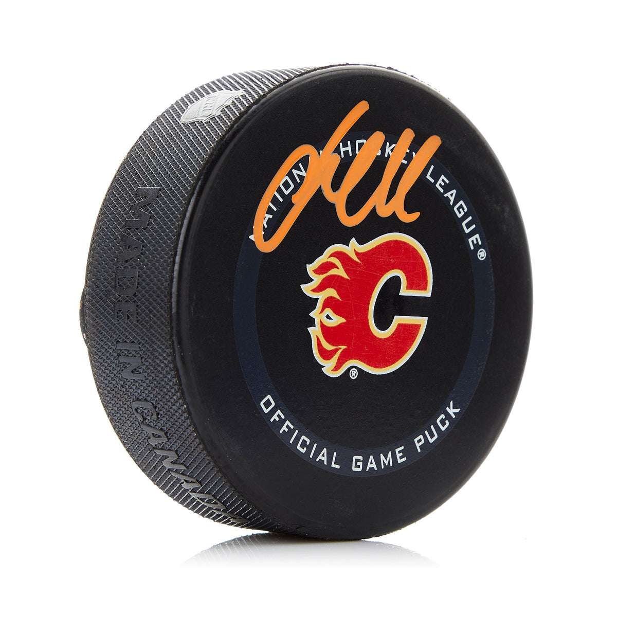 Jacob Markstrom Signed Calgary Flames Official Game Puck product image 1, provided for visual reference and product detail