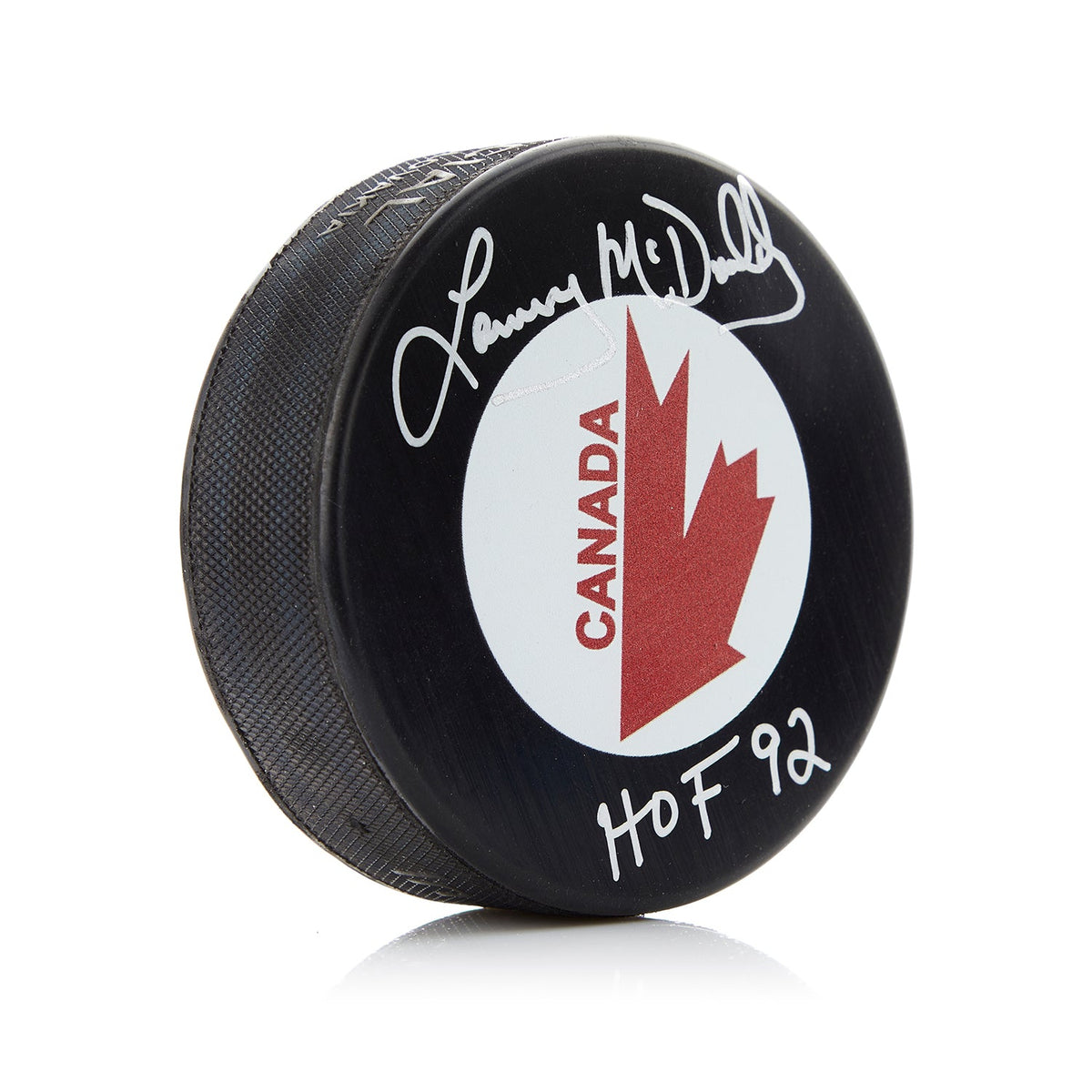 Lanny McDonald Signed Team Canada Hockey Puck with HOF Note product image 1, provided for visual reference and product