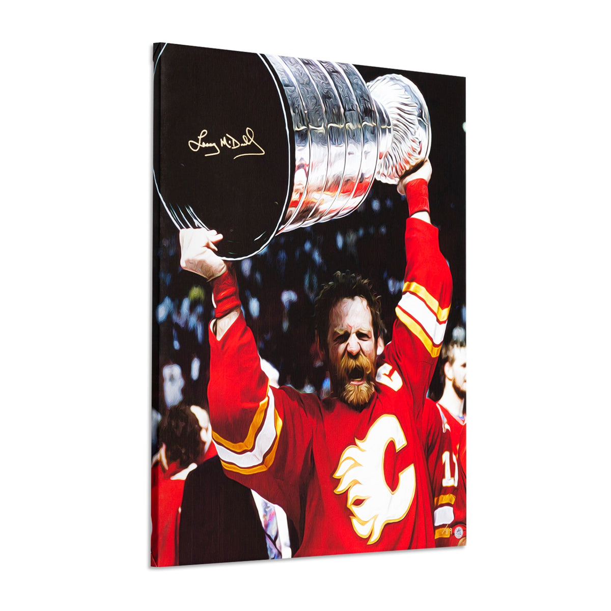 Lanny McDonald Signed Calgary Hockey Champion Portrait 26x32 Art Canvas product image 1, provided for visual reference and