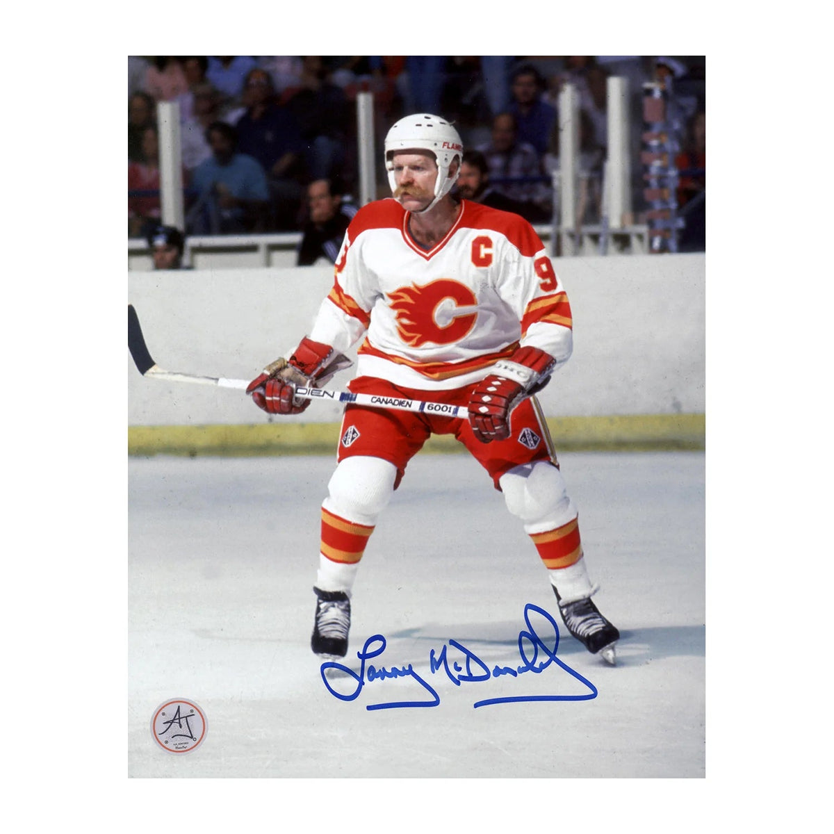 Lanny McDonald Autographed Calgary Flames Home Ice 8x10 Photo product image 1, provided for visual reference and product