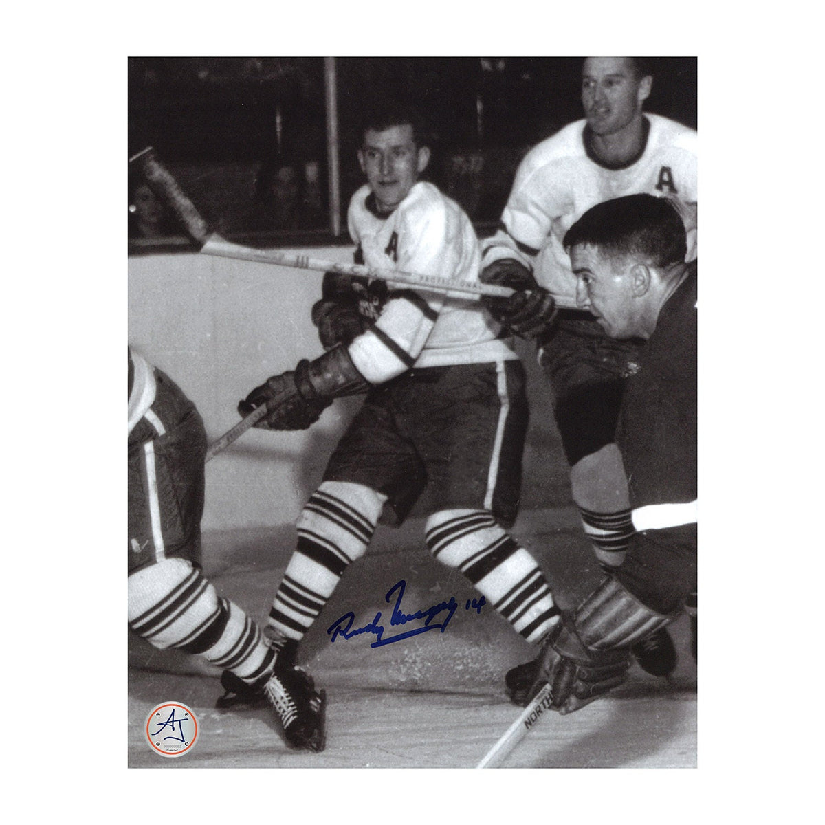 Rudy Migay Autographed Toronto Maple Leafs Black and White 8x10 Photo product image 1, provided for visual reference and