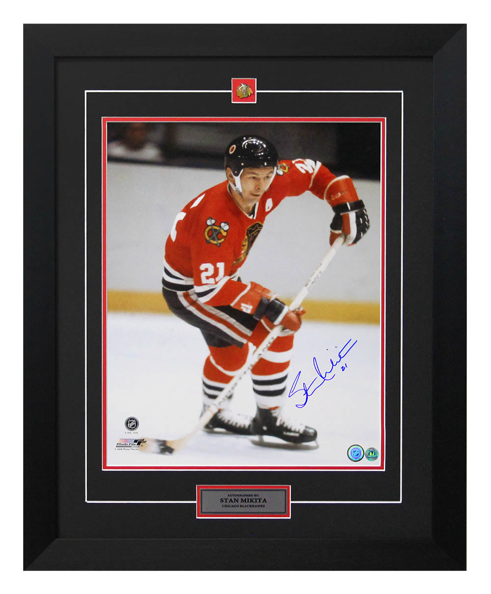 Stan Mikita Chicago Blackhawks Autographed Hockey Legend 26x32 Frame product image 1, provided for visual reference and