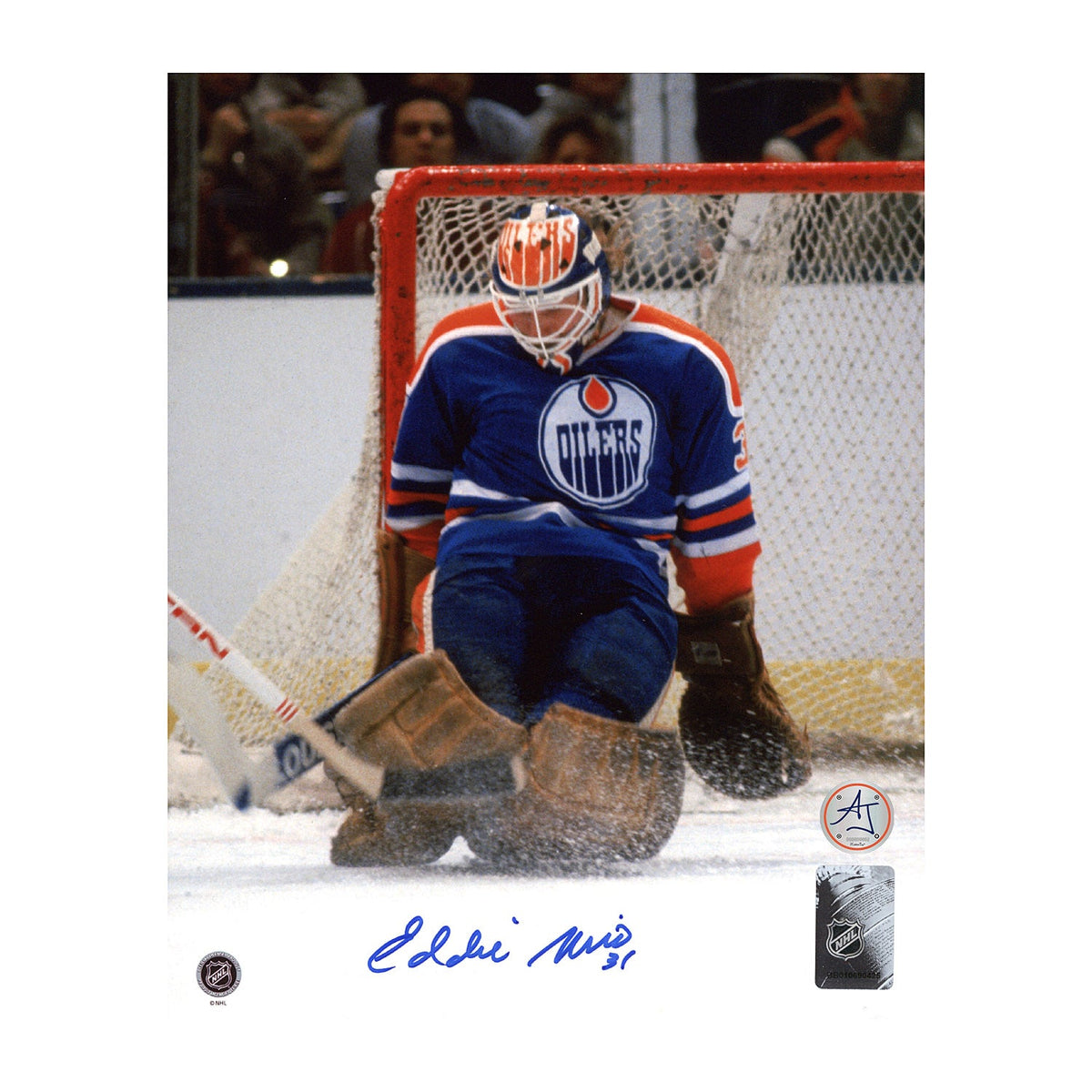 Eddie Mio Edmonton Oilers Autographed Hockey Goalie 8x10 Photo product image 1, provided for visual reference and product