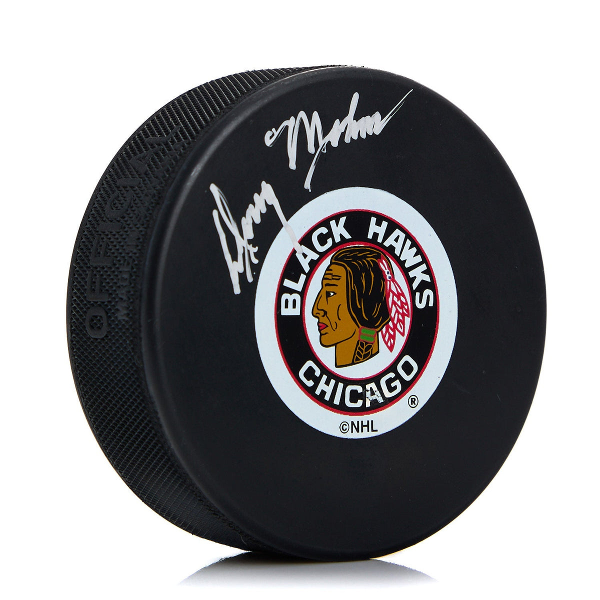Doug Mohns Chicago Blackhawks Autographed Hockey Puck product image 1, provided for visual reference and product detail