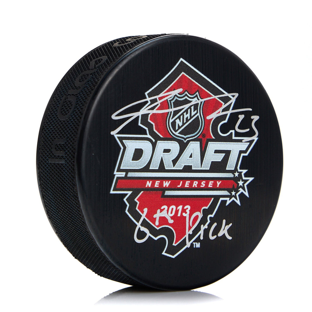Sean Monahan Signed 2013 NHL Entry Draft Puck with 6th Pick Note product image 1, provided for visual reference and product